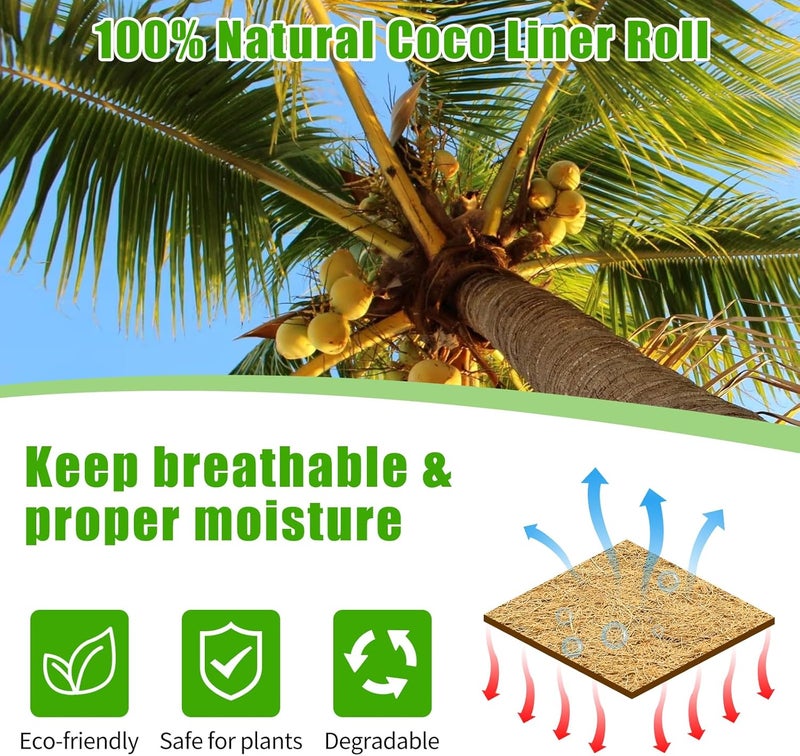Dovesail Coco Liner Roll 24x80 Inch, Natural Coconut Liners for Planter Flower Basket, Thick Coco Fiber Mat for Hanging Basket, Garden Decoration, Animal Pet Pads, Reptile Carpet - Image 2